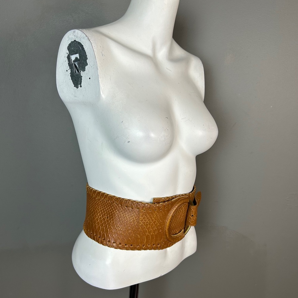 Motif 56 Corset Belt Small Tan Brown Embossed Leather Wide Boho Festival - Picture 4 of 12